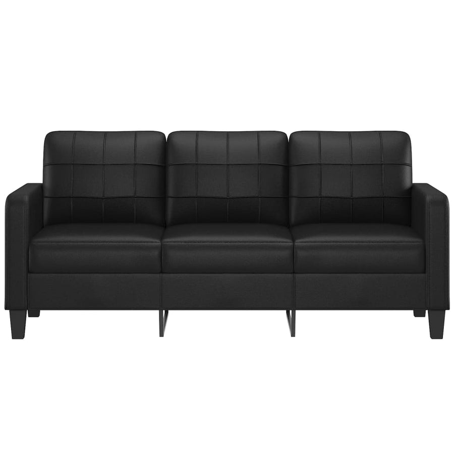 Driezitsbank Kunstleer 180 cm Zwart