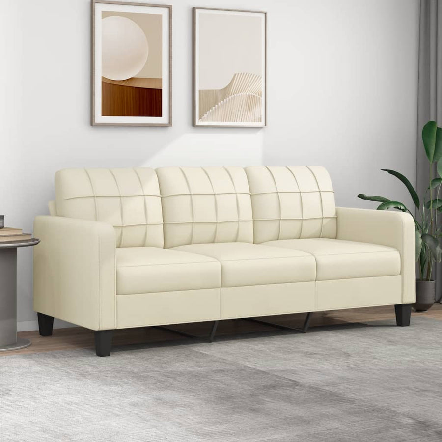Driezitsbank Kunstleer Kleurig 180 cm Crème