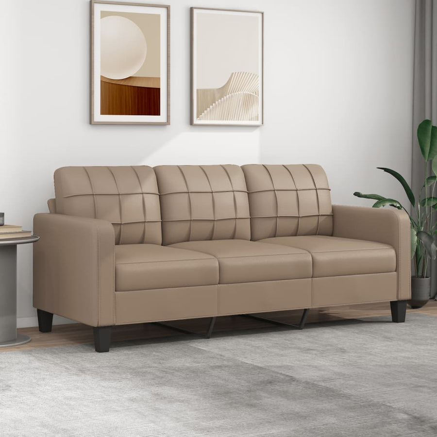 Driezitsbank Kunstleer Kleurig 180 cm Cappuccino
