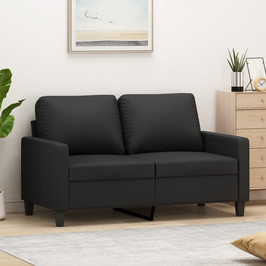 Tweezitsbank Kunstleer 120 cm Zwart