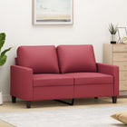 Two-seater sofa 120 cm faux leather wine red