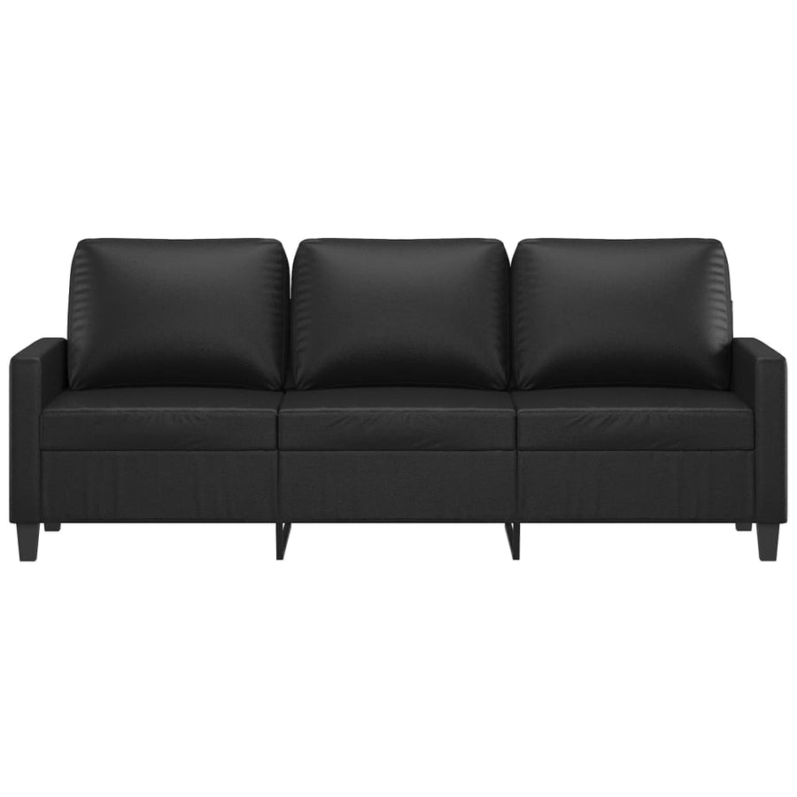 Driezitsbank 180 cm kunstleer zwart 180 cm Zwart