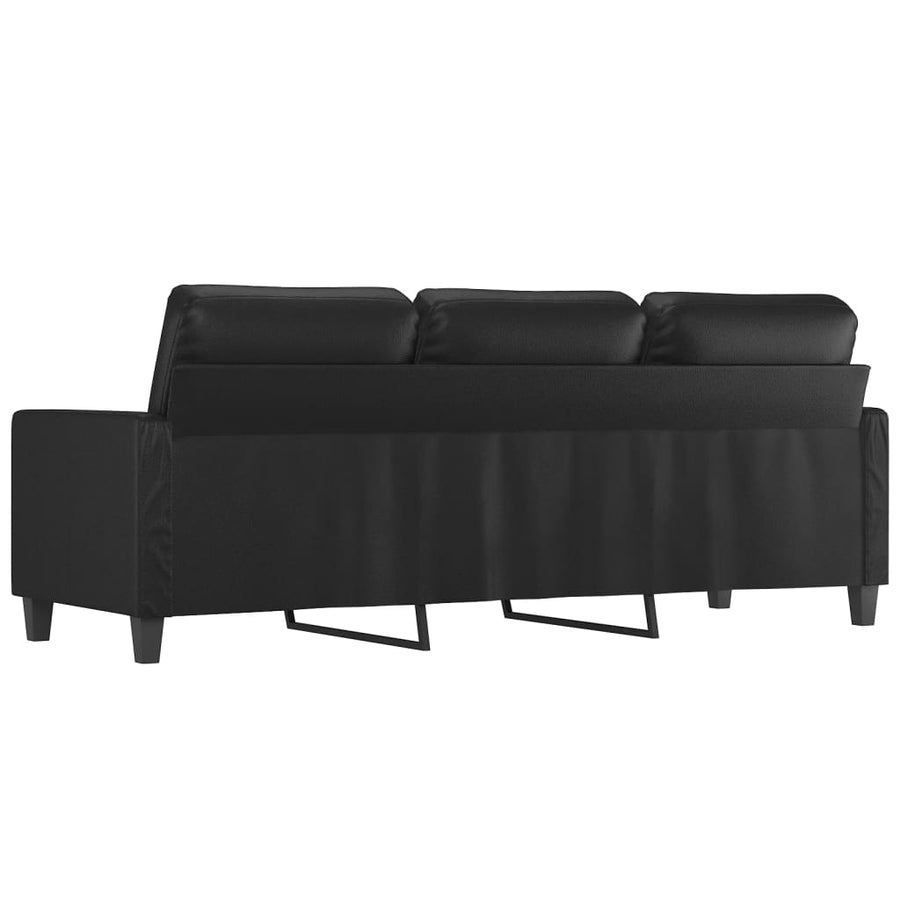 Driezitsbank 180 cm kunstleer zwart 180 cm Zwart