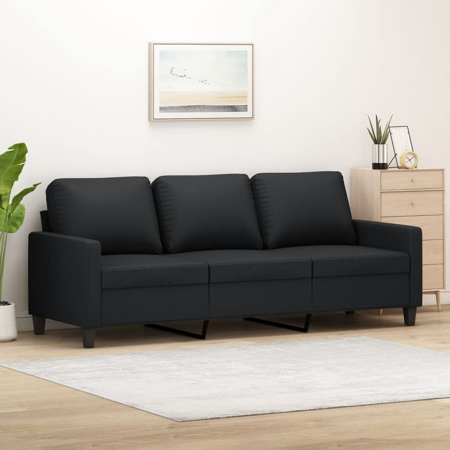Driezitsbank 180 cm kunstleer zwart 180 cm Zwart