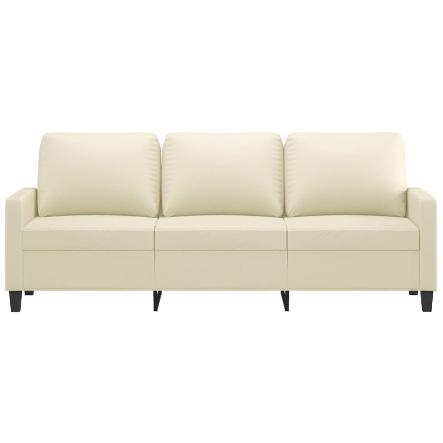 Driezitsbank Kunstleer Kleurig 180 cm Crème