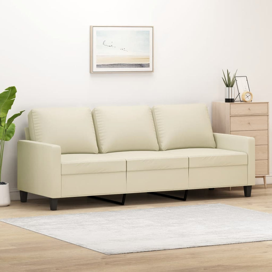 Driezitsbank Kunstleer Kleurig 180 cm Crème
