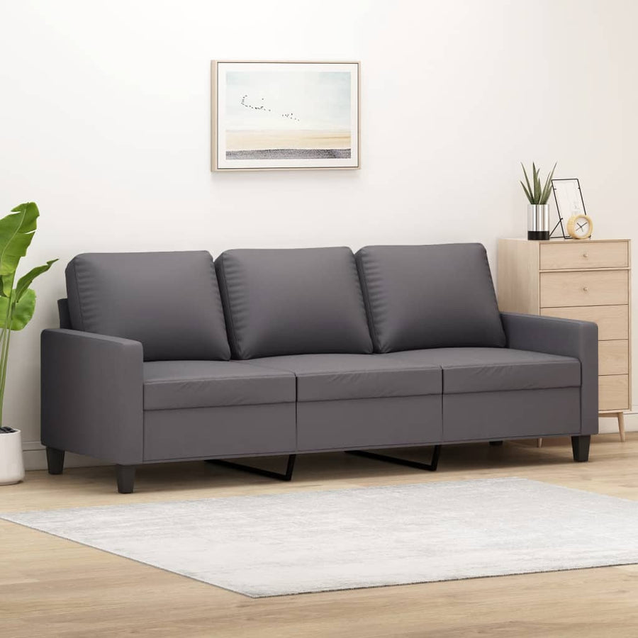 Driezitsbank Kunstleer 180 cm Grijs