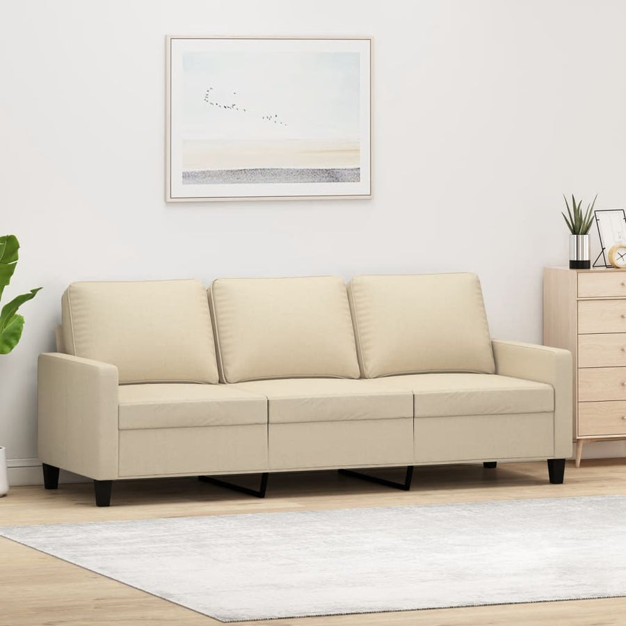 Driezitsbank Stof Kleurig 180 cm Crème