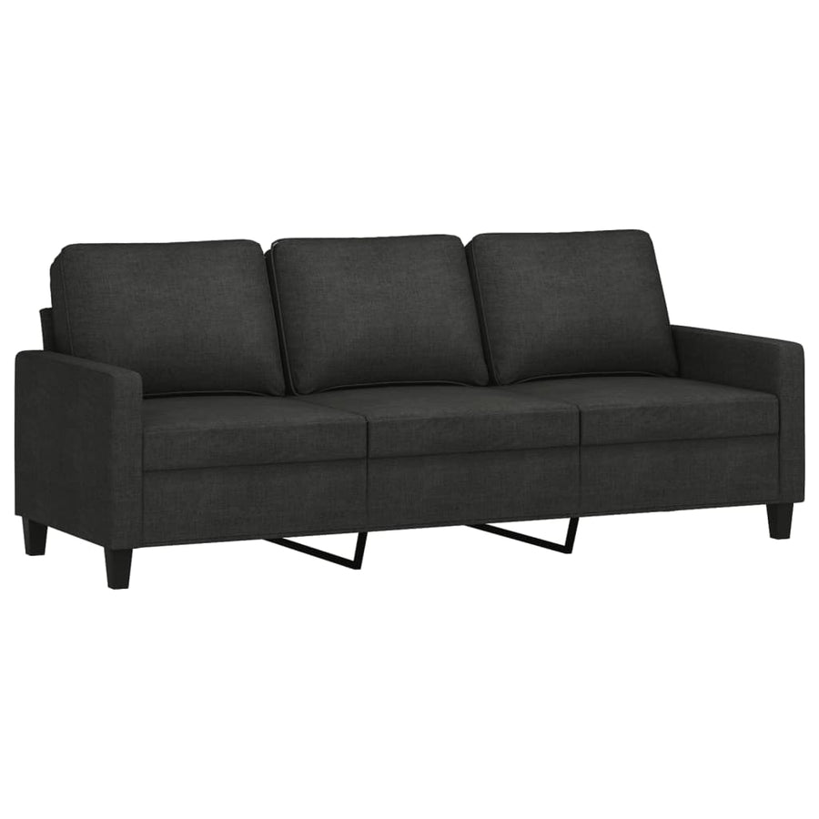 Driezitsbank 180 cm stof zwart 180 cm Zwart