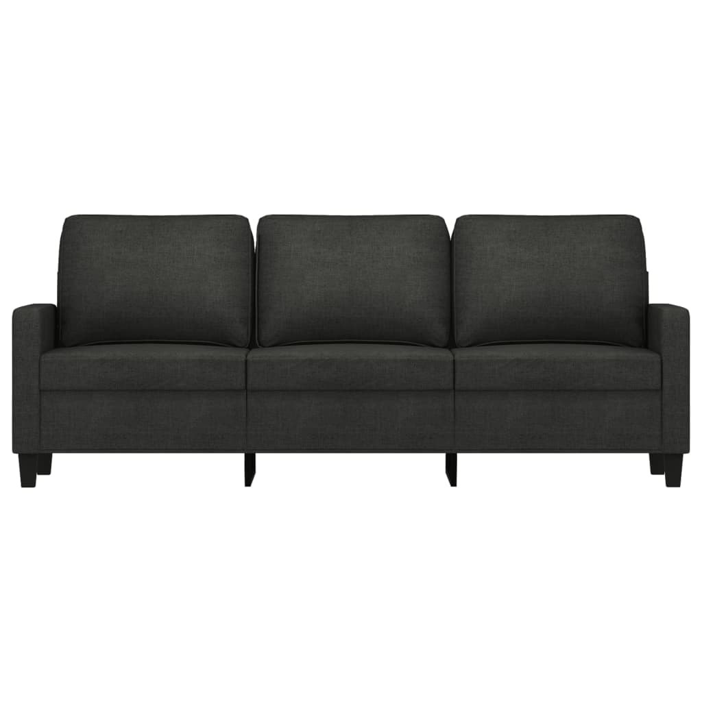 Driezitsbank 180 cm stof zwart 180 cm Zwart
