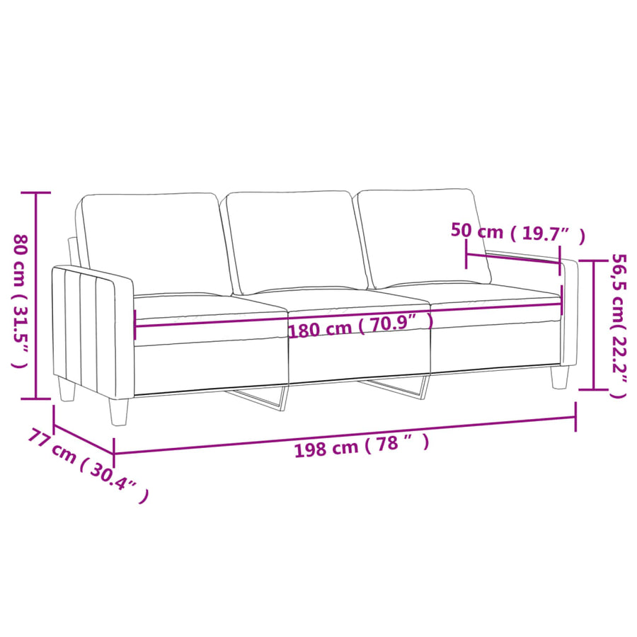 Driezitsbank Stof 180 cm Lichtgeel