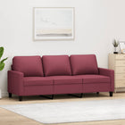 Three-seater sofa 180 cm fabric wine red