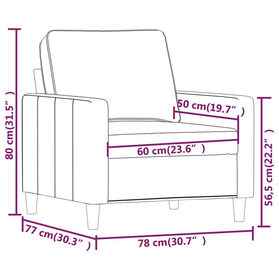 Fauteuil Fluweel Kleurig 60 cm Crème