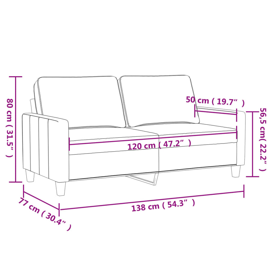 Tweezitsbank Fluweel 120 cm Geel