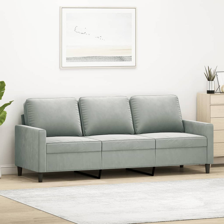 Driezitsbank Fluweel 180 cm Lichtgrijs