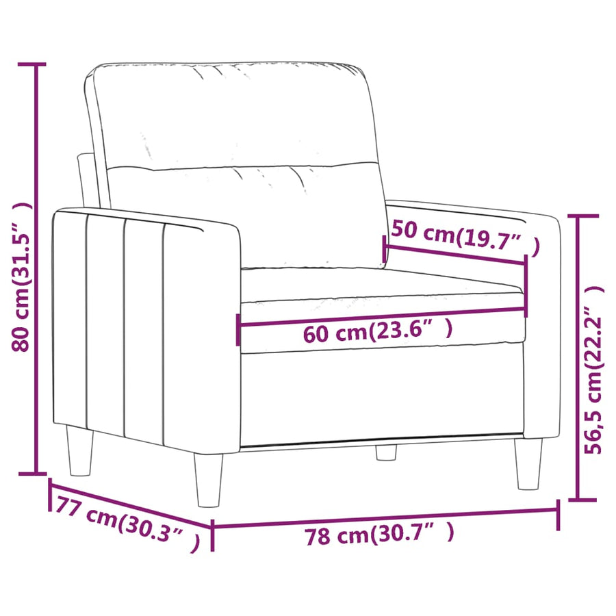 Fauteuil Stof 60 cm Lichtgrijs