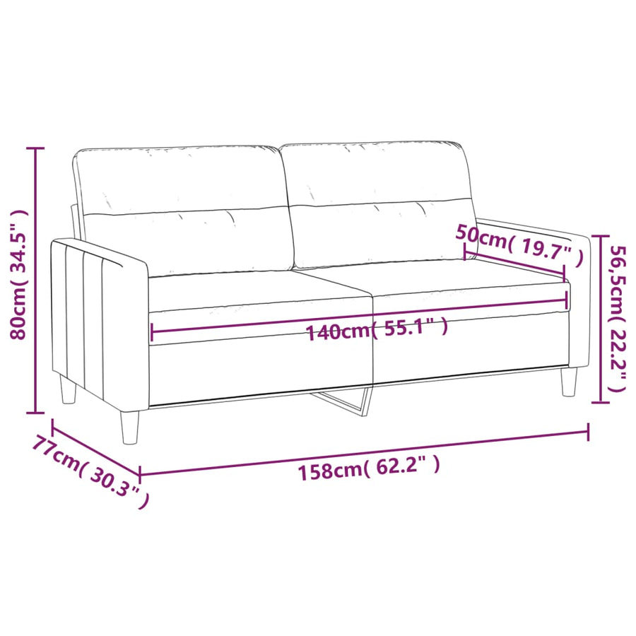 Tweezitsbank Stof 140 cm Lichtgrijs