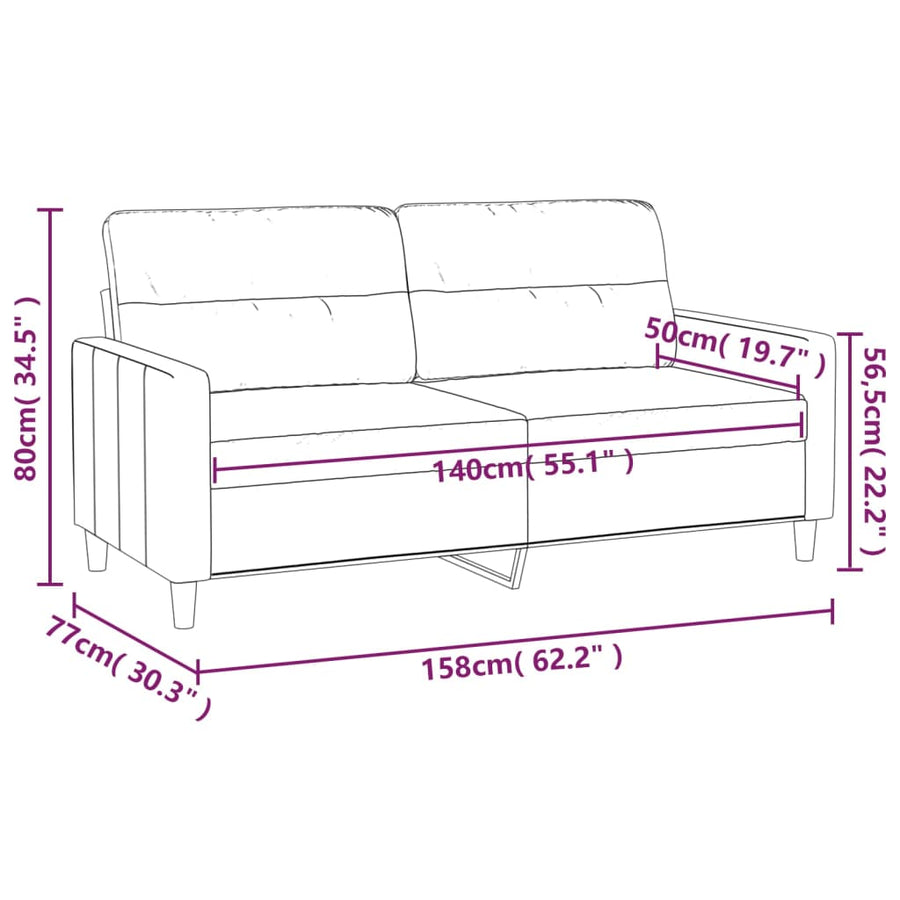 Tweezitsbank Stof 140 cm