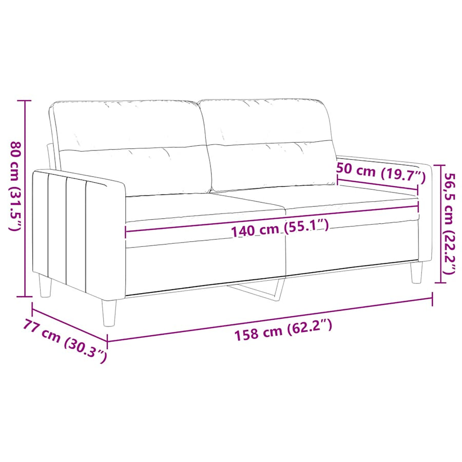 Tweezitsbank Stof 140 cm