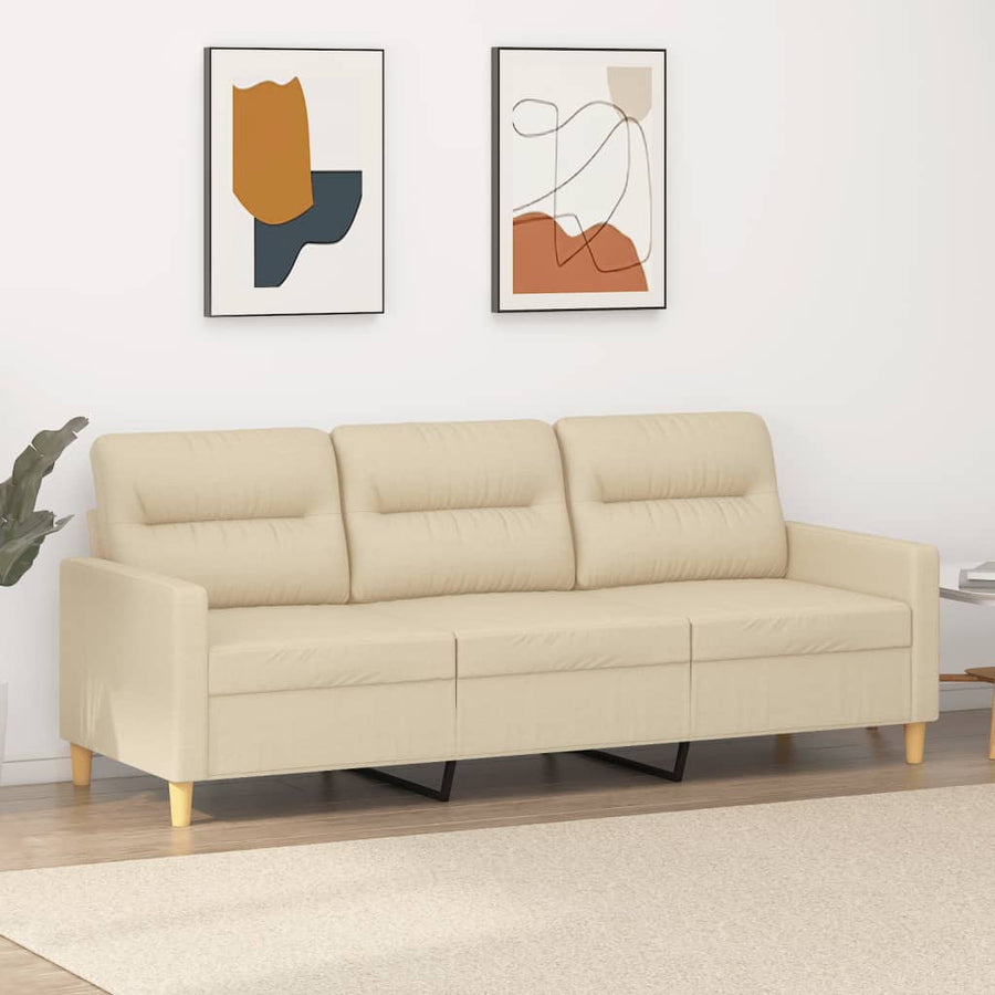 Driezitsbank Stof Kleurig 180 cm Crème