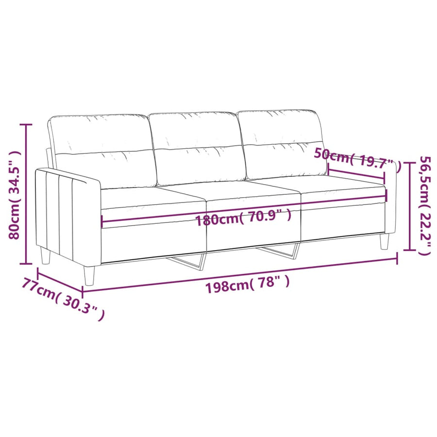 Driezitsbank Stof 180 cm Bruin