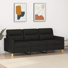 Three-seater sofa 180 cm black fabric