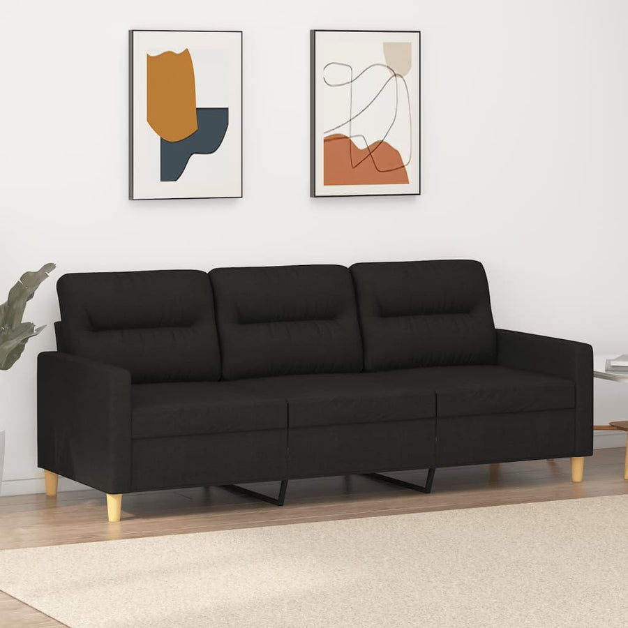 Driezitsbank Stof 180 cm Zwart
