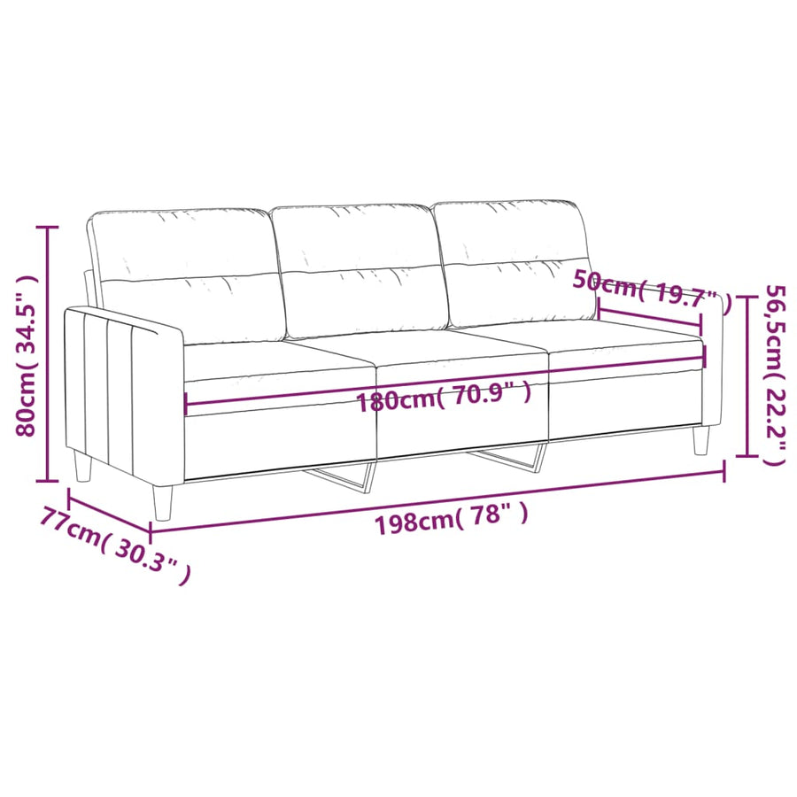 Driezitsbank Stof 180 cm Wijnrood
