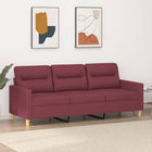 Three-seater sofa 180 cm fabric wine red