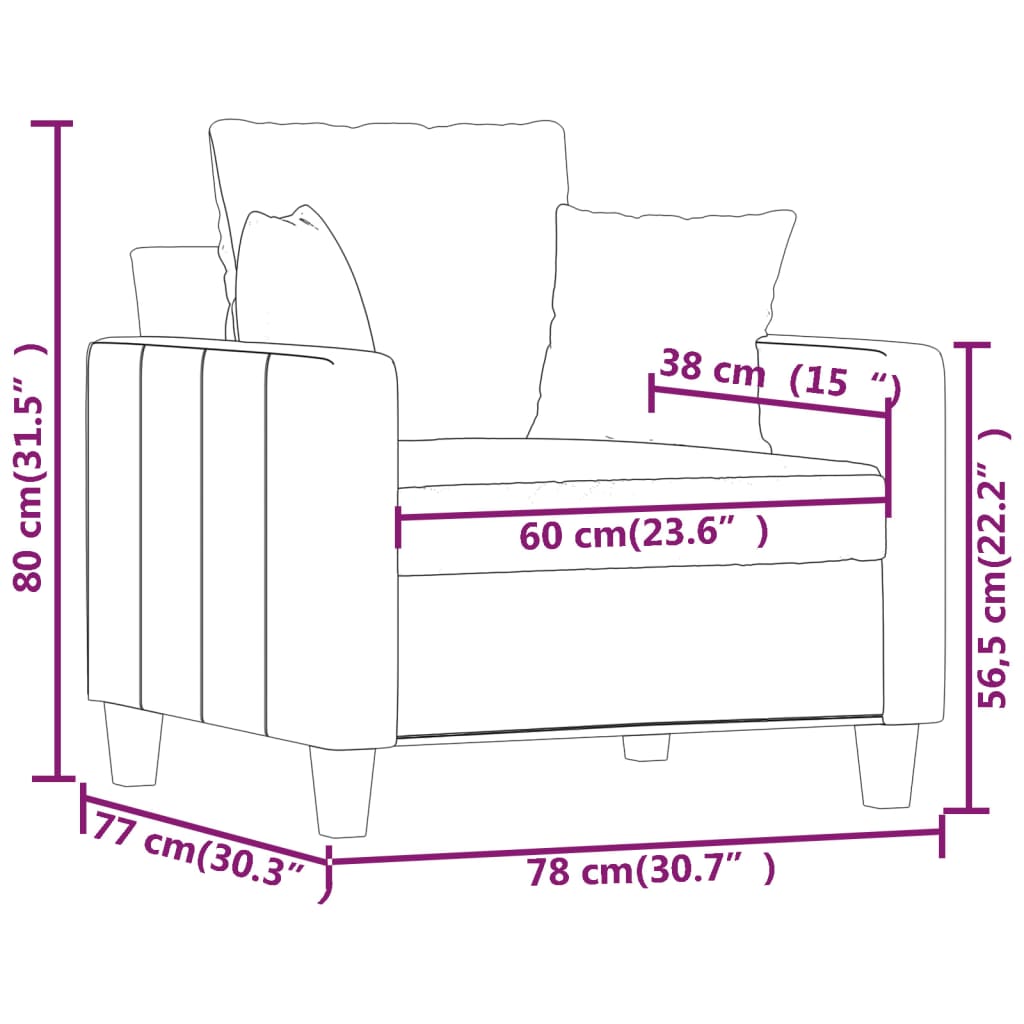 Fauteuil Stof Kleurig 60 cm Crème