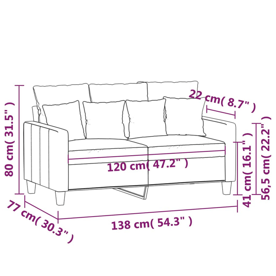 Tweezitsbank 120 Cm Stof Taupe