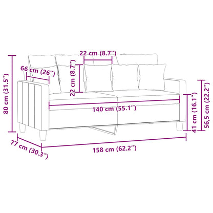 Tweezitsbank 140 cm stof lichtgrijs