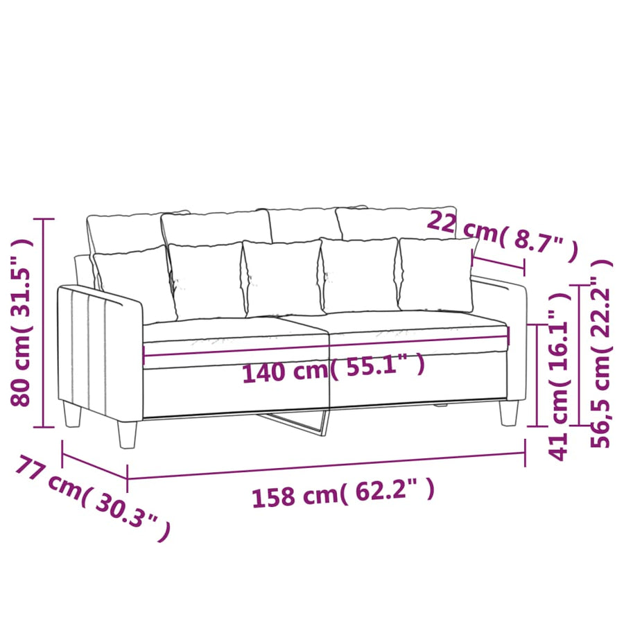 Tweezitsbank Stof 140 cm Zwart