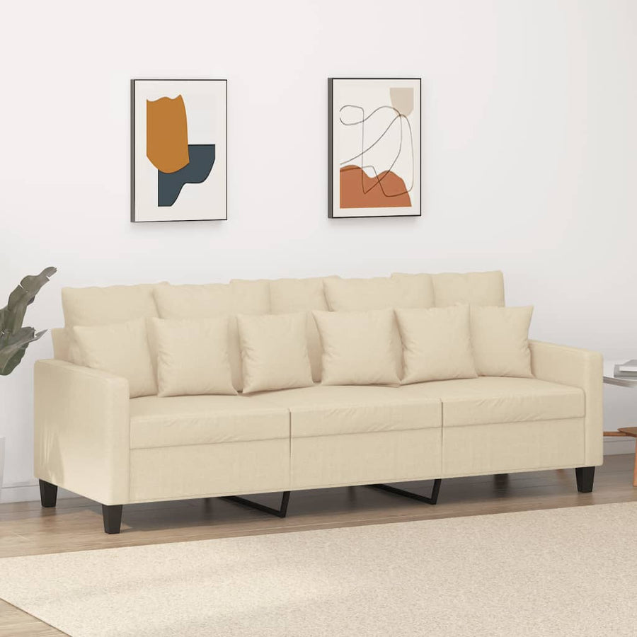 Driezitsbank Stof Kleurig 180 cm Crème