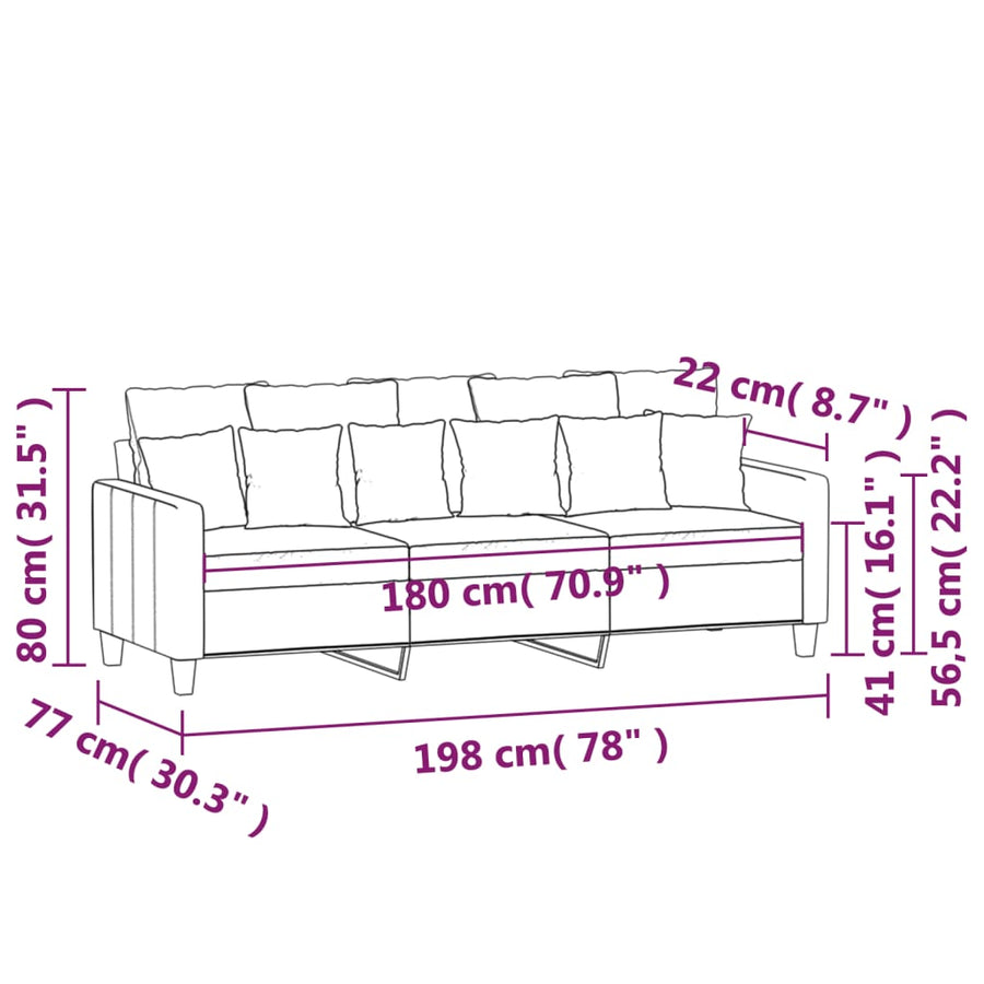 Driezitsbank Stof 180 cm Bruin