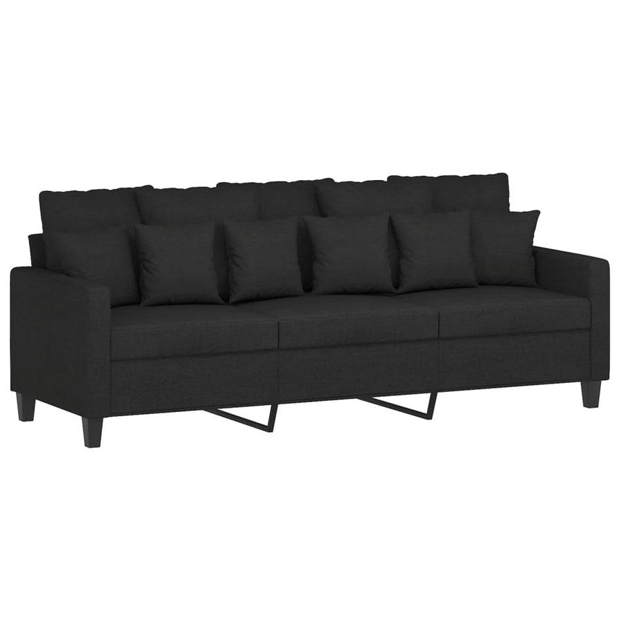 Driezitsbank Stof 180 cm Zwart