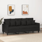 Three-seater sofa 180 cm black fabric