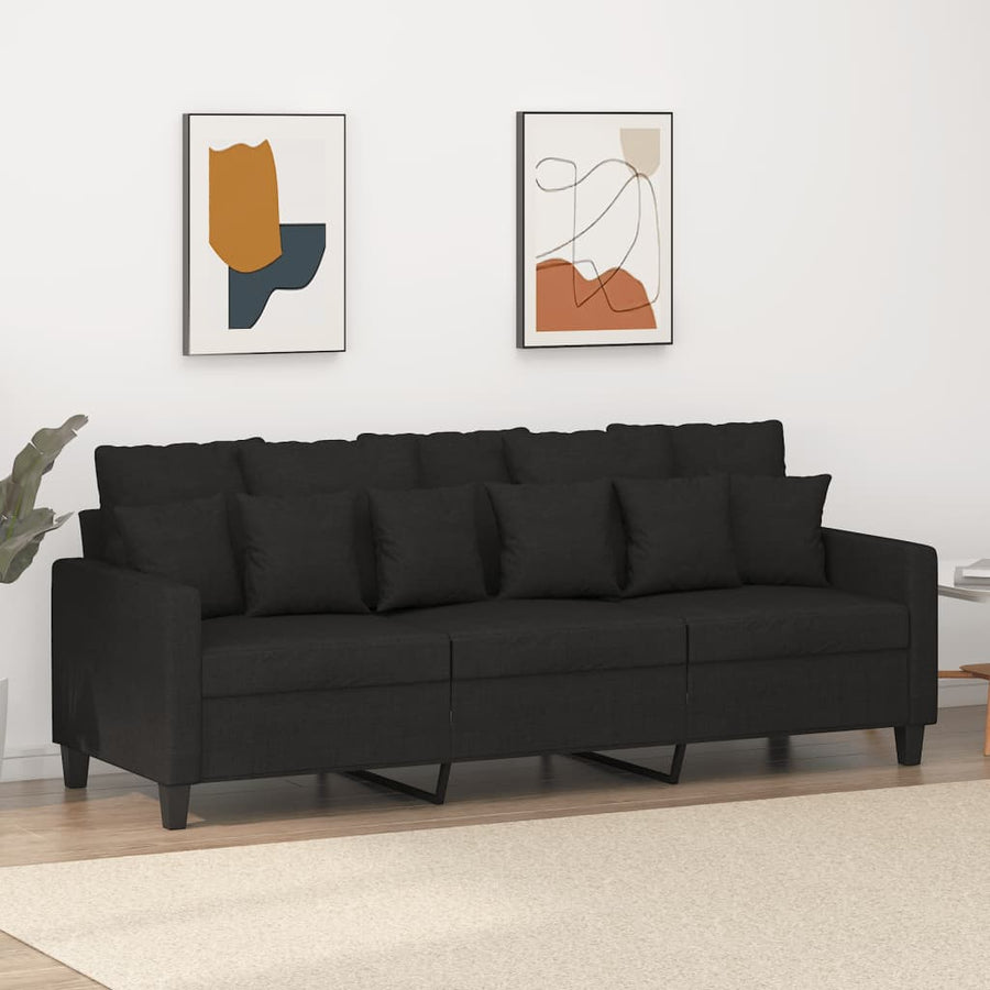 Driezitsbank Stof 180 cm Zwart