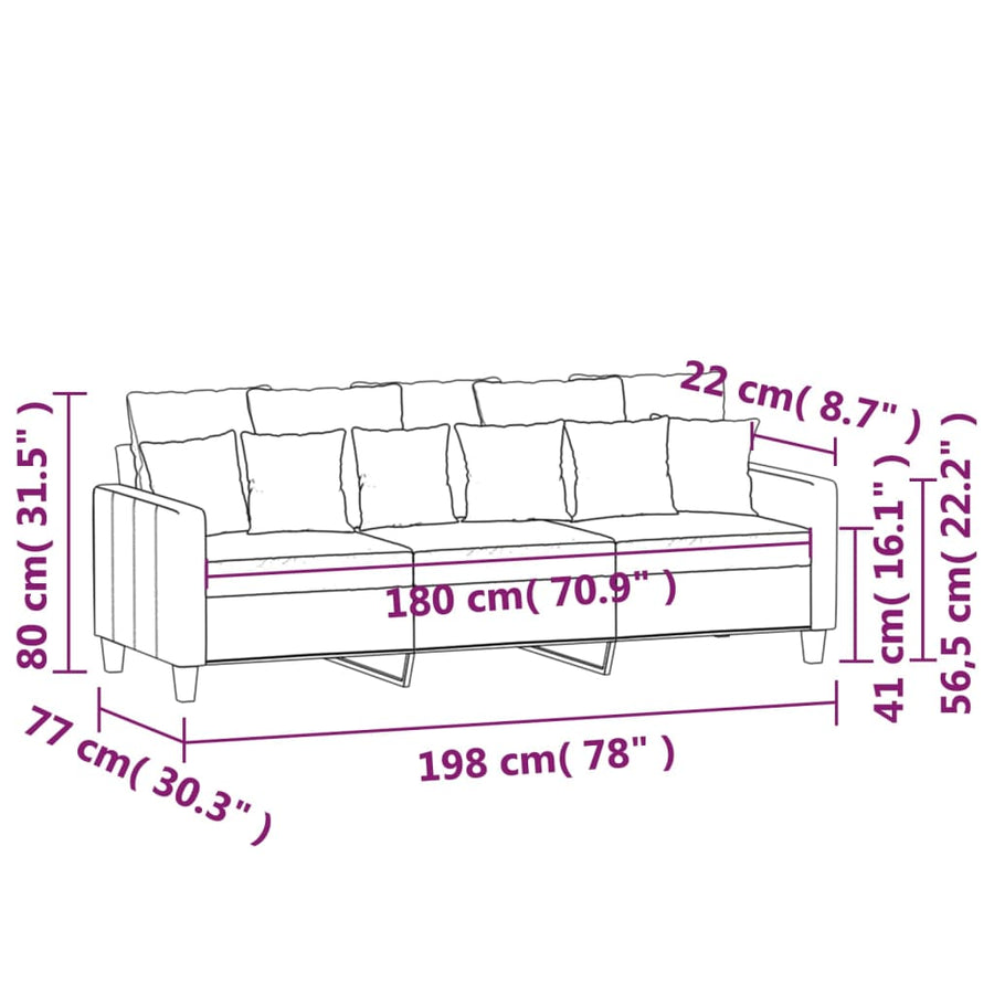 Driezitsbank Stof 180 cm Wijnrood