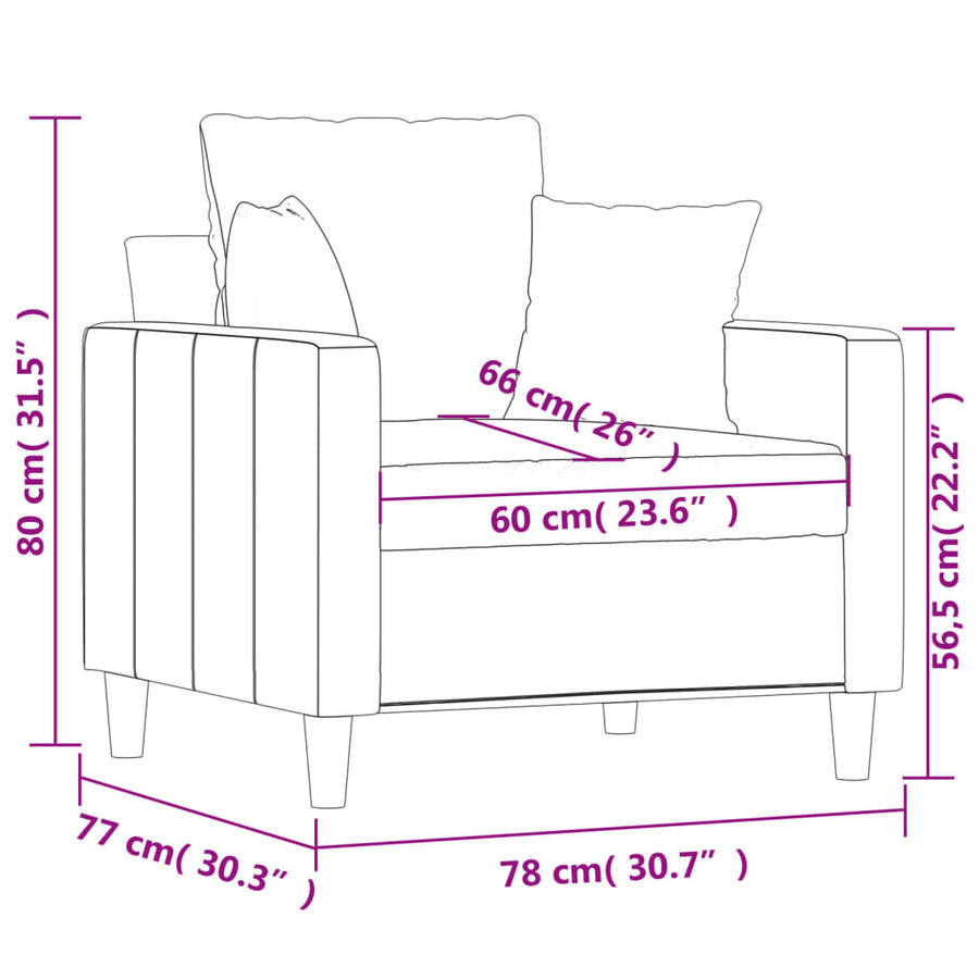 Fauteuil Fluweel 60 cm Wijnrood