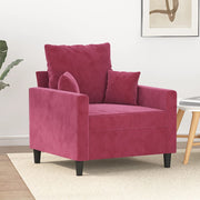 Fauteuil 60 cm fluweel wijnrood 78x77x80 cm