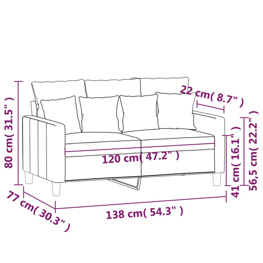 Tweezitsbank Fluweel 120 cm Lichtgrijs