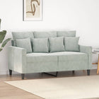 Two-seater sofa 120 cm velvet light grey