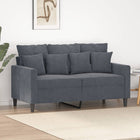 Two-seater sofa 120 cm velvet dark grey