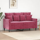 Two-seater sofa 120 cm velvet wine red