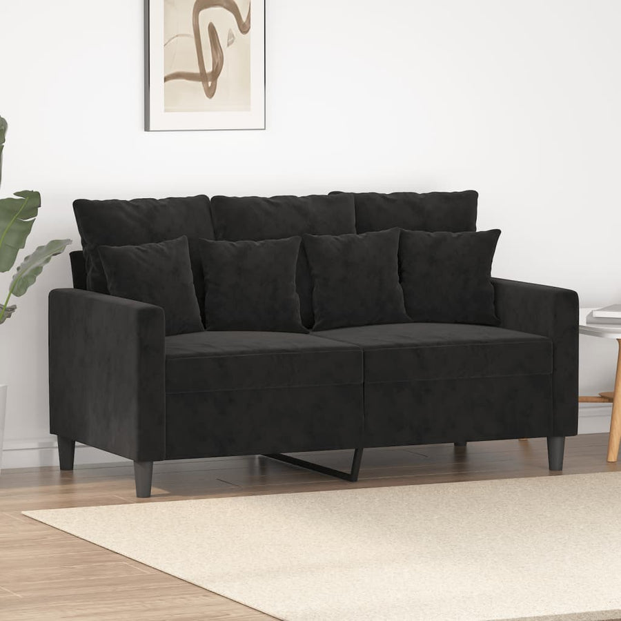 Tweezitsbank Fluweel 120 cm Zwart