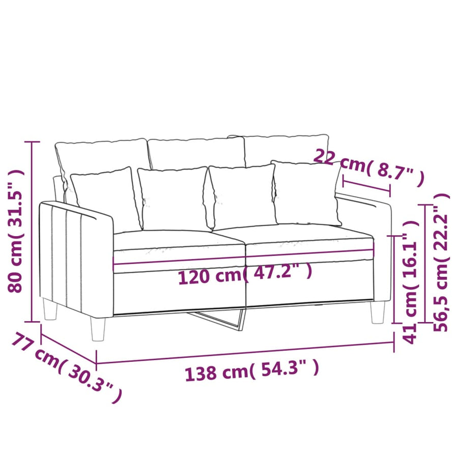 Tweezitsbank Fluweel 120 cm Blauw