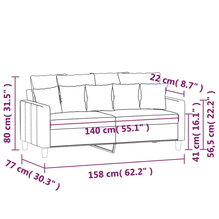 Tweezitsbank Fluweel 140 cm Wijnrood