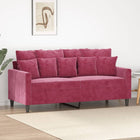 Two-seater sofa 140 cm velvet wine red