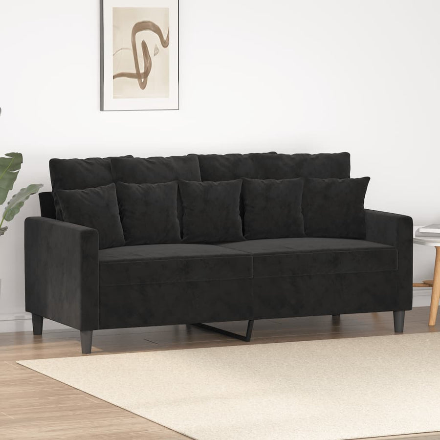 Tweezitsbank Fluweel 140 cm Zwart